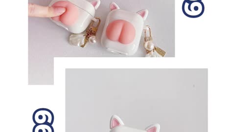 Cartoon Cat Butt TPU Clamshell AirPods Case – Compatible with Apple AirPods