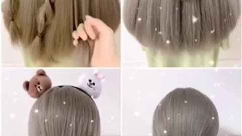 DIY Hair style girl simple and easy x4