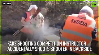 Fake shooting competition instructor accidentally shoots shooter in backside