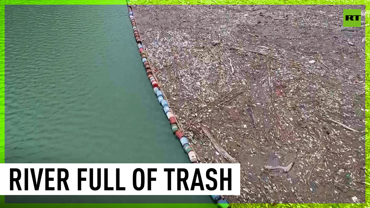 Plastic waste fills Bosnia's Drina River