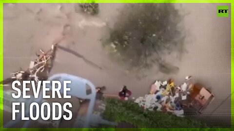 People rescued by helicopter from floodwaters in Jesenik, Czech Republic