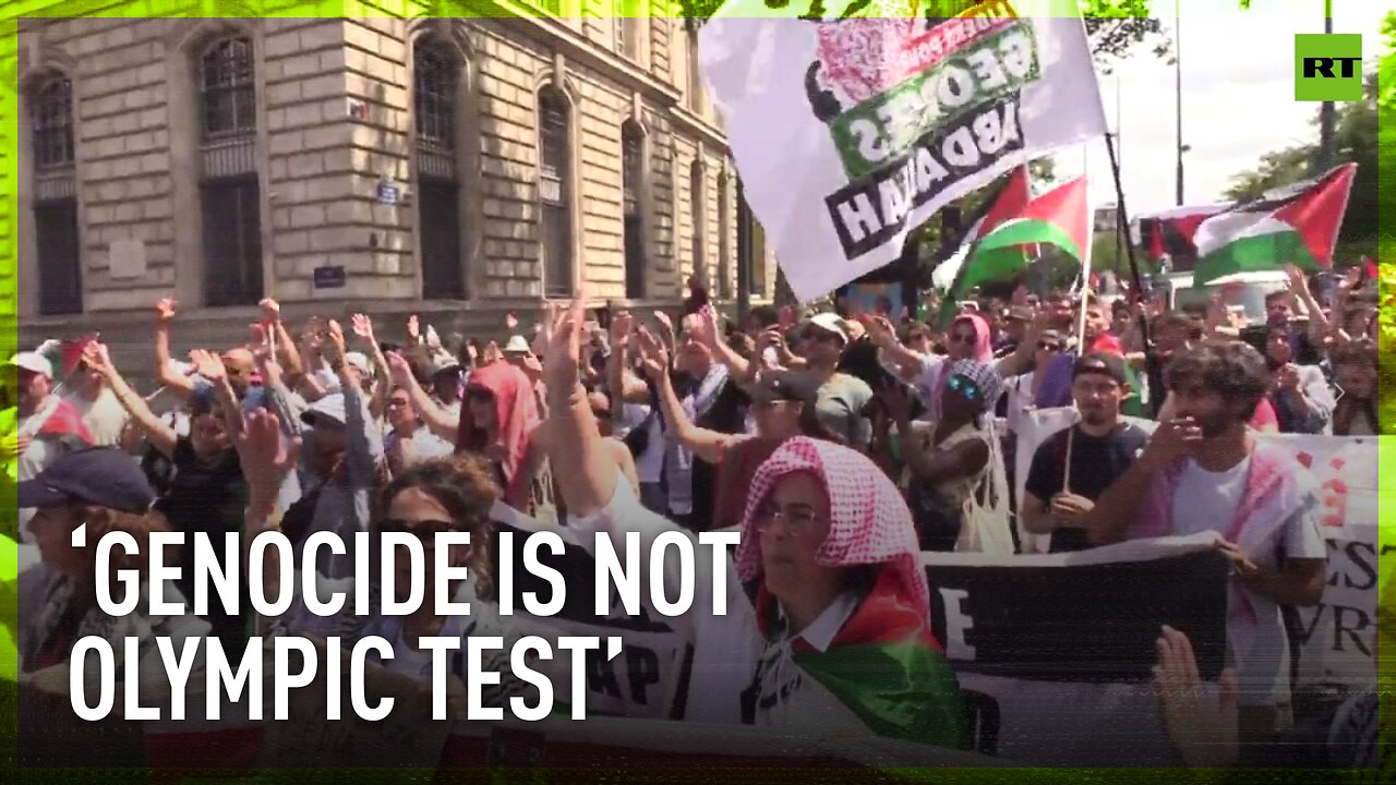 Palestine supporters flock to Paris streets demanding to ban Israel from Olympics