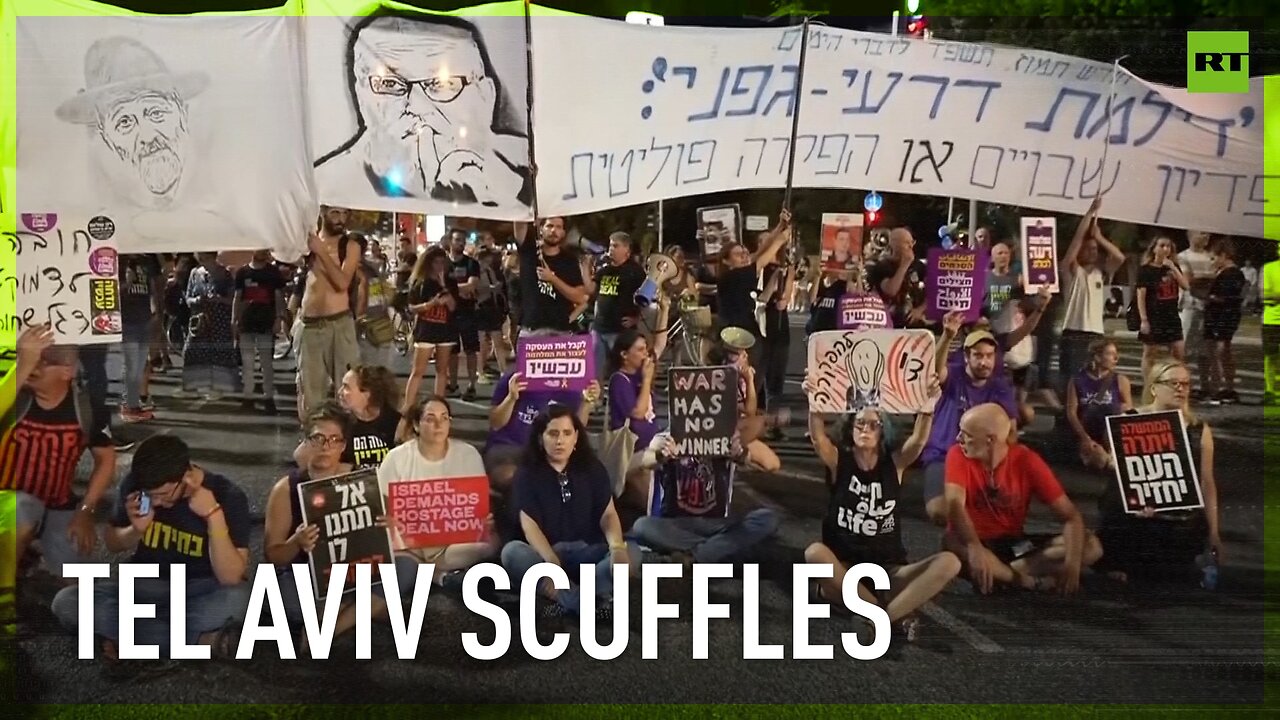 Scuffles erupt as protesters hit Tel Aviv streets yet again to demand hostage deal