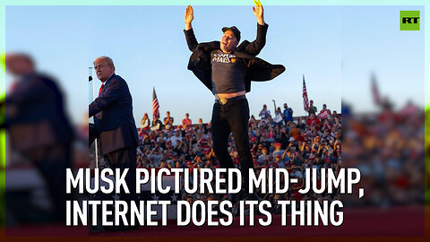 Musk pictured mid-jump, internet does its thing
