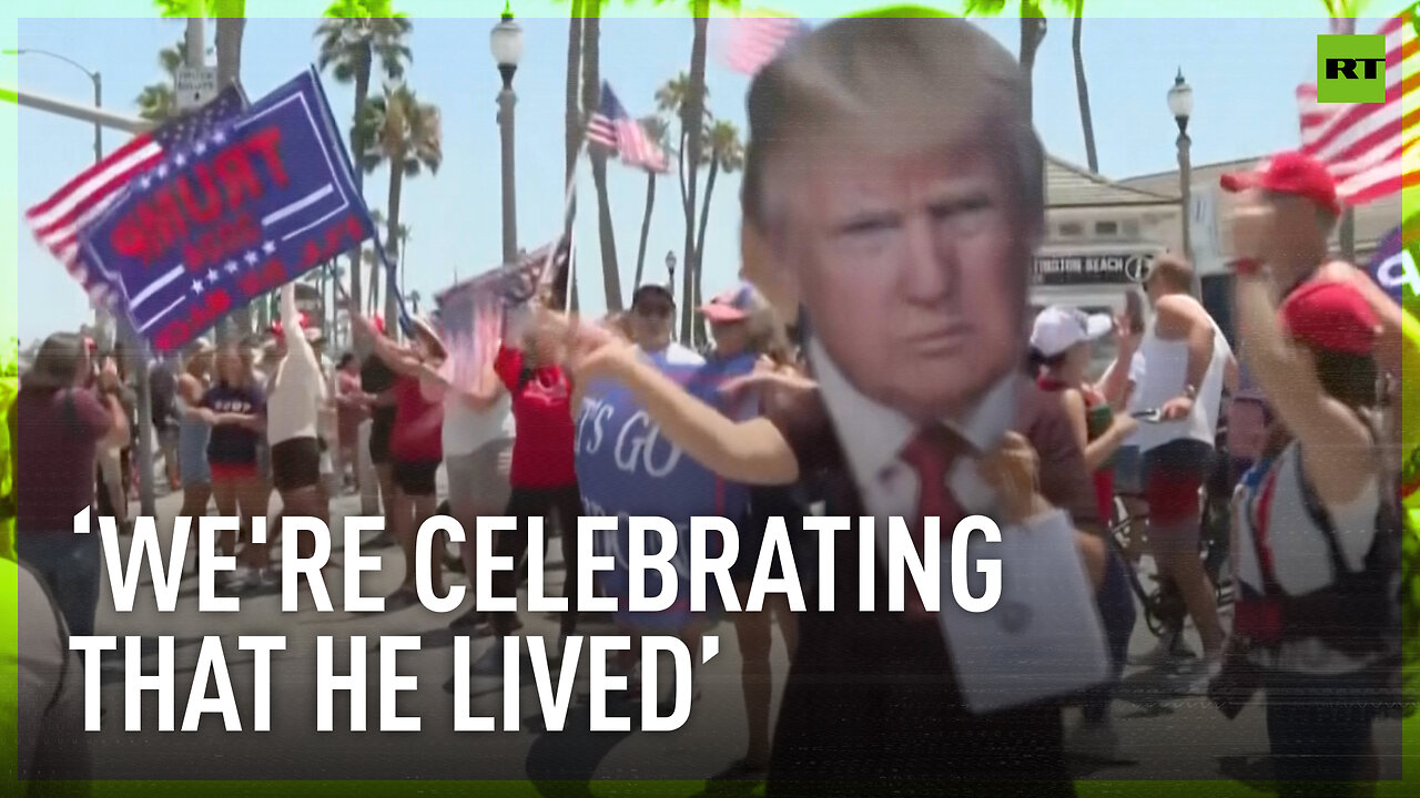 California Trump supporters gather following Sunday shooting