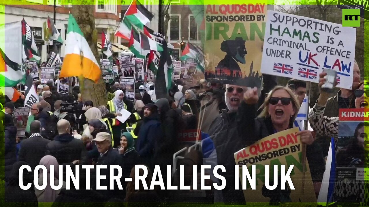 Rally held in solidarity with Gaza in London, met with counter-protest