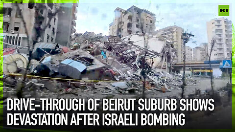 Drive-through of Beirut suburb shows devastation after Israeli bombing