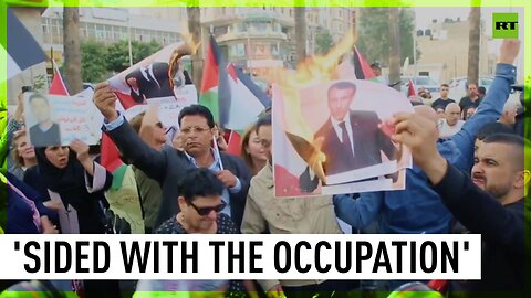 Palestinians in Ramallah protest Macron's remarks