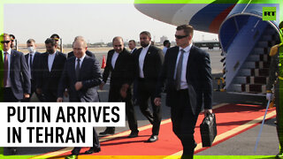 Putin arrives in Tehran for talks with Iranian and Turkish counterparts