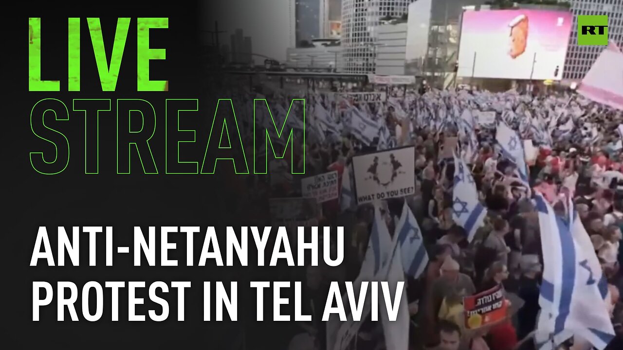 People gather for weekly anti-Netanyahu protest in Tel Aviv