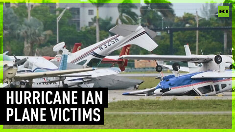 Small planes damaged by hurricane Ian