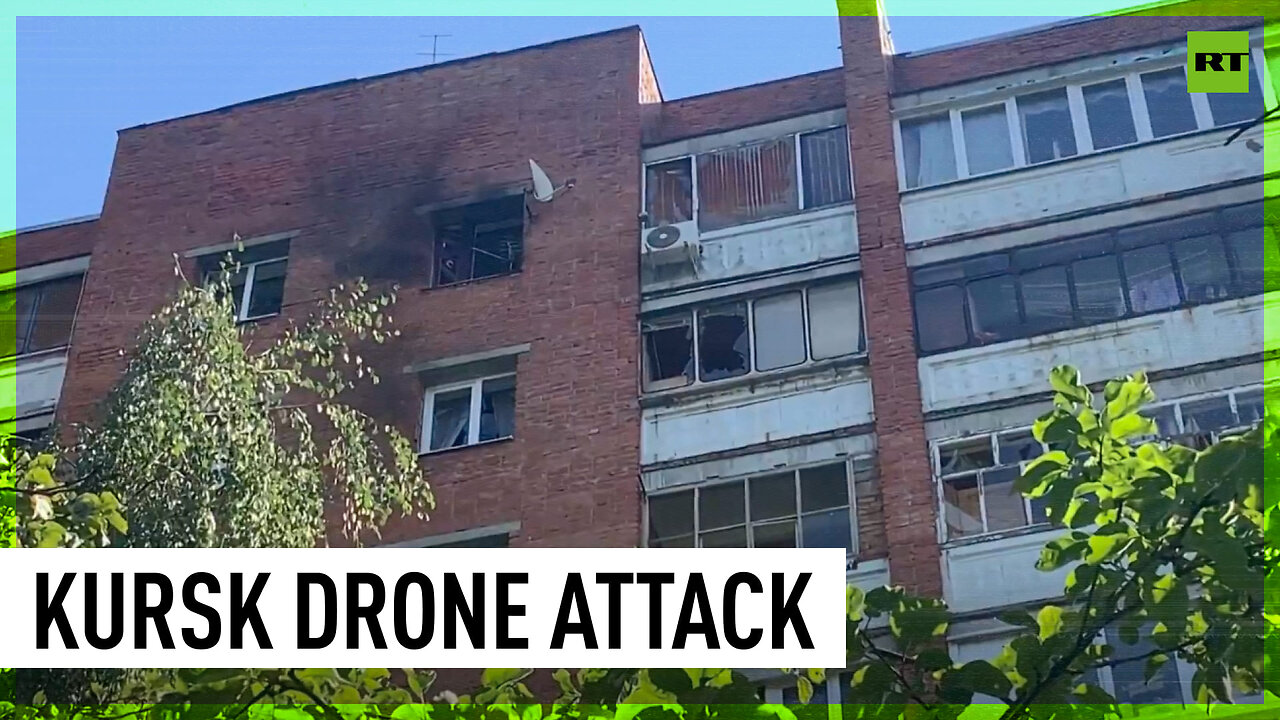 Ukrainian drone hits apartment building in Russian city of Kursk