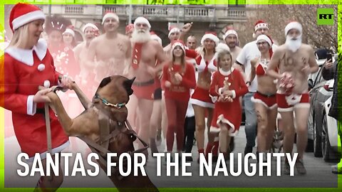 Half-naked Santas raising money and temperatures at Budapest’s Santa charity jog🥵