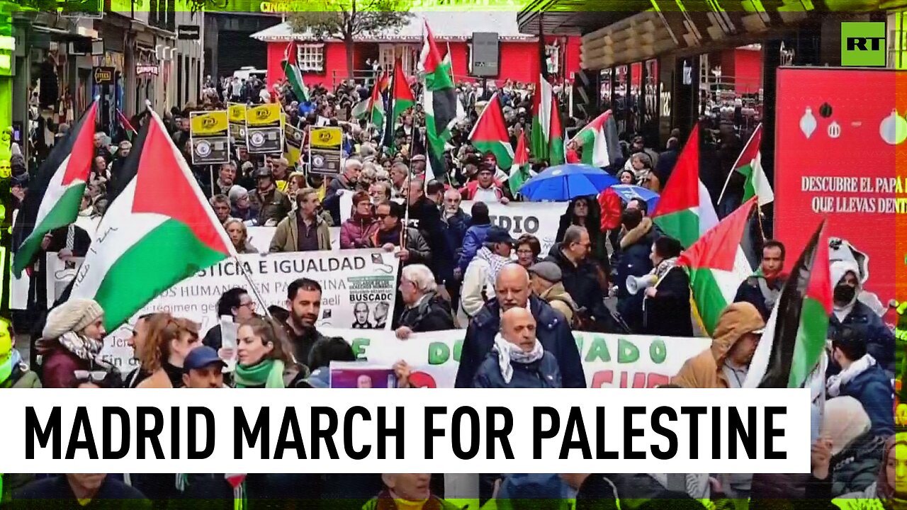 Madrid is with Palestinian people' | Protesters rally in solidarity with Gaza