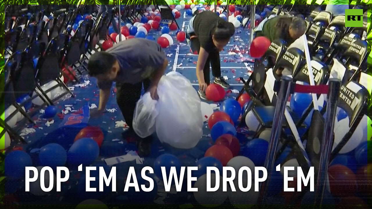 Meanwhile at DNC: Arena staff pop thousands of balloons after Kamala’s speech