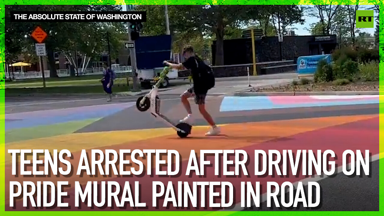 Teens arrested after driving on pride mural painted in road