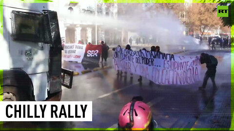 Police deploy water cannons to disperse protesters in Chile