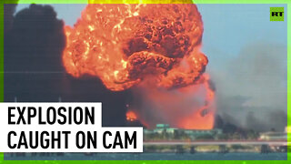 Moment huge blast rocks Cuban oil depot