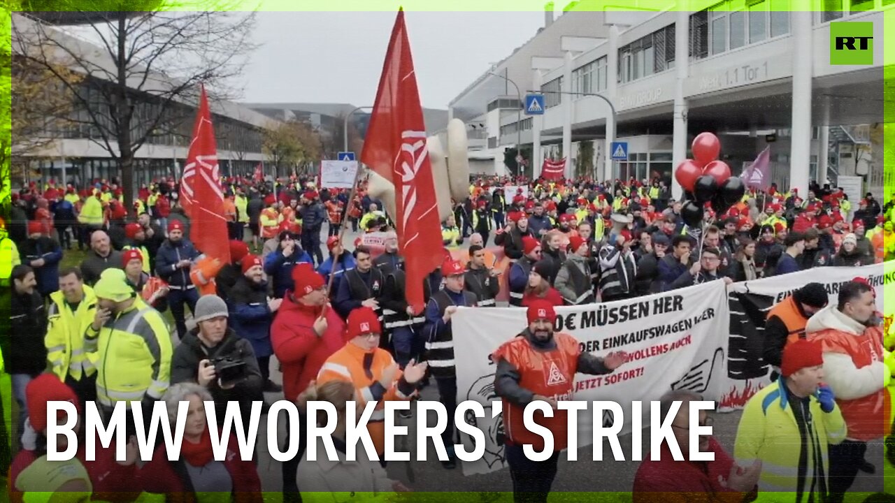 BMW factory workers protest for better pay