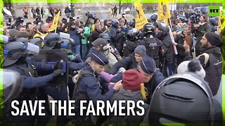 Massive brawl at Grand Palais in Paris as police arrest discontented farmers