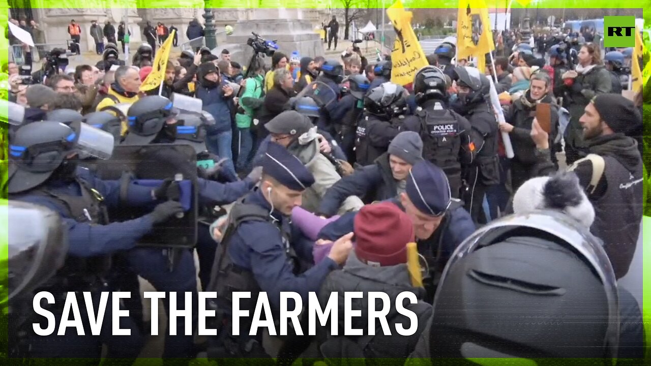 Massive brawl at Grand Palais in Paris as police arrest discontented farmers