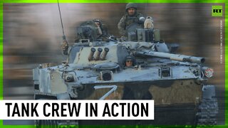 POV footage of tank firing in Mariupol