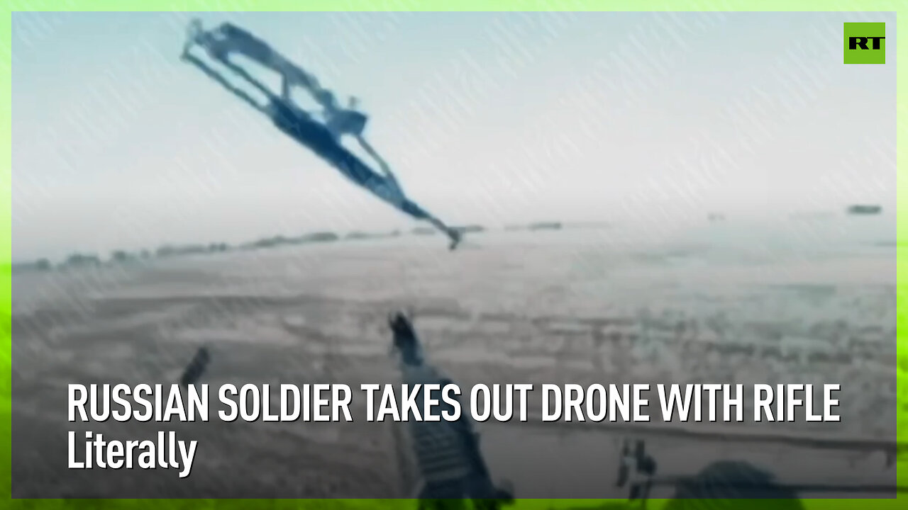 Russian soldier takes out drone with rifle, literally