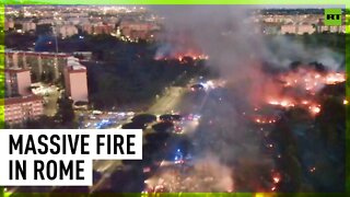 Huge blaze batters junkyard in Rome