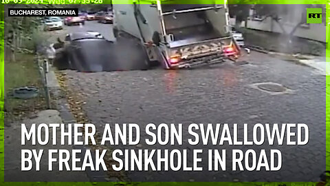 Mother and son swallowed by freak sinkhole in road