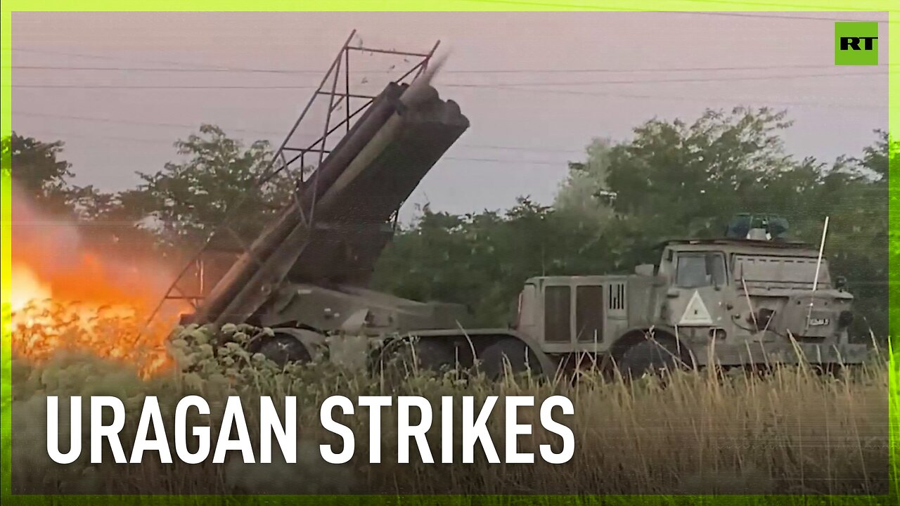 Uragan MLRS unit targets Ukrainian strongholds