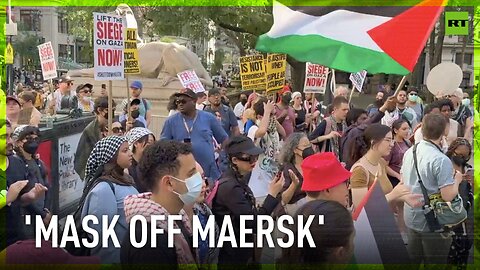 Pro-Palestine activists decry MAERSK shipping company in Manhattan