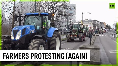 French farmers demonstrate in Rennes, flooding the streets with tractors