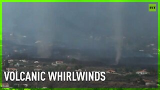 Whirlwinds form at La Palma volcanic activity site