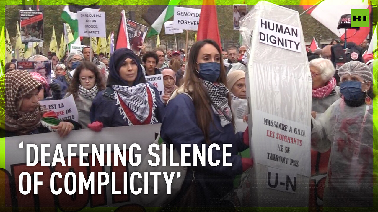 Activists march in Paris against French military support for Israel
