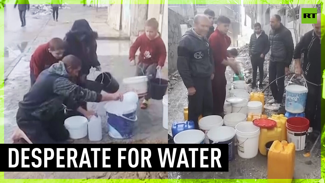 Gaza residents collect water from underground pipelines