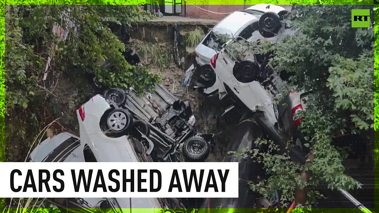 Dozens of cars washed away by floodwaters in Sochi