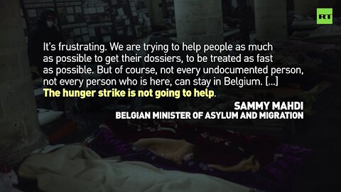 Migrants go on hunger strike, sew lips together in a bid to get legal status in Belgium