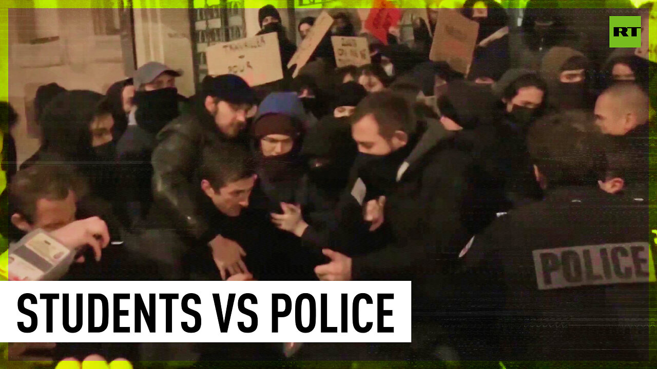 Students protesting Macron's pension reform clash with cops in Paris