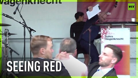 Protester attacks German left-wing leader with red paint