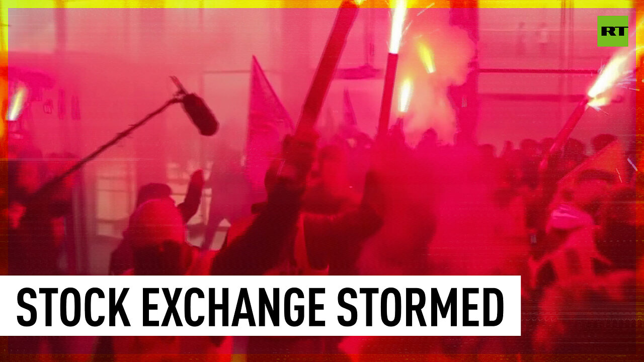 Protesters storm Paris Euronext stock exchange building