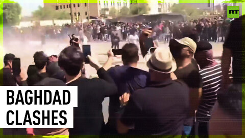 Protesters fire rocket launchers during violent Baghdad clashes