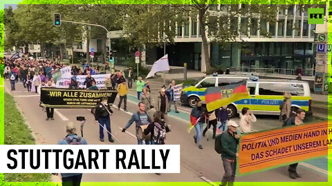 Hundreds rally in Stuttgart, Germany against surging energy costs and inflation