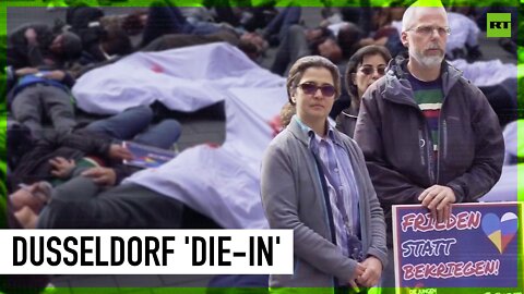 Dozens stage 'die-in' over Germany's military aid to Ukraine