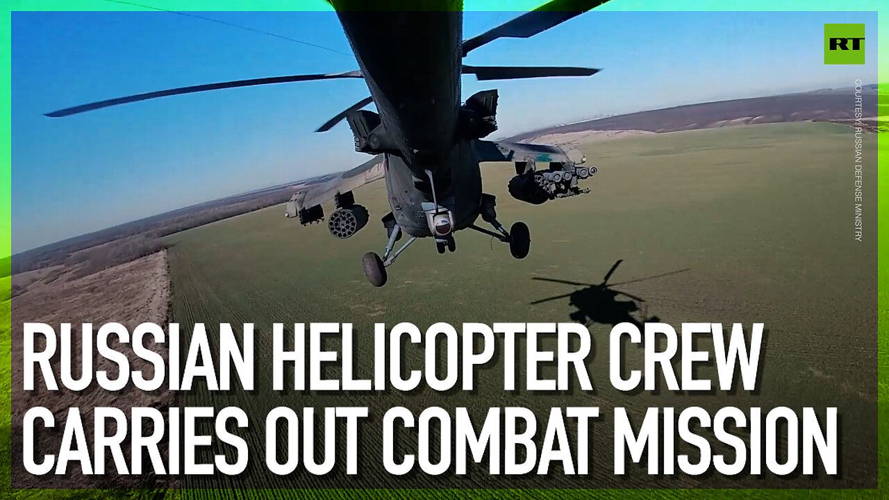 Russian helicopter crew carries out combat mission