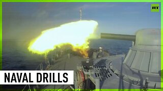 Baltic Fleet battleships fire artillery at cruise missile