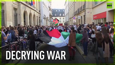 French students decry Gaza war outside Sciences Po university