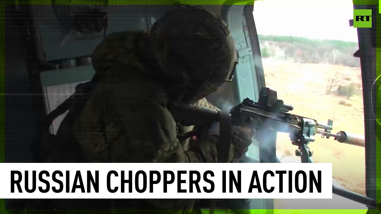 Russian attack choppers perform combat sortie