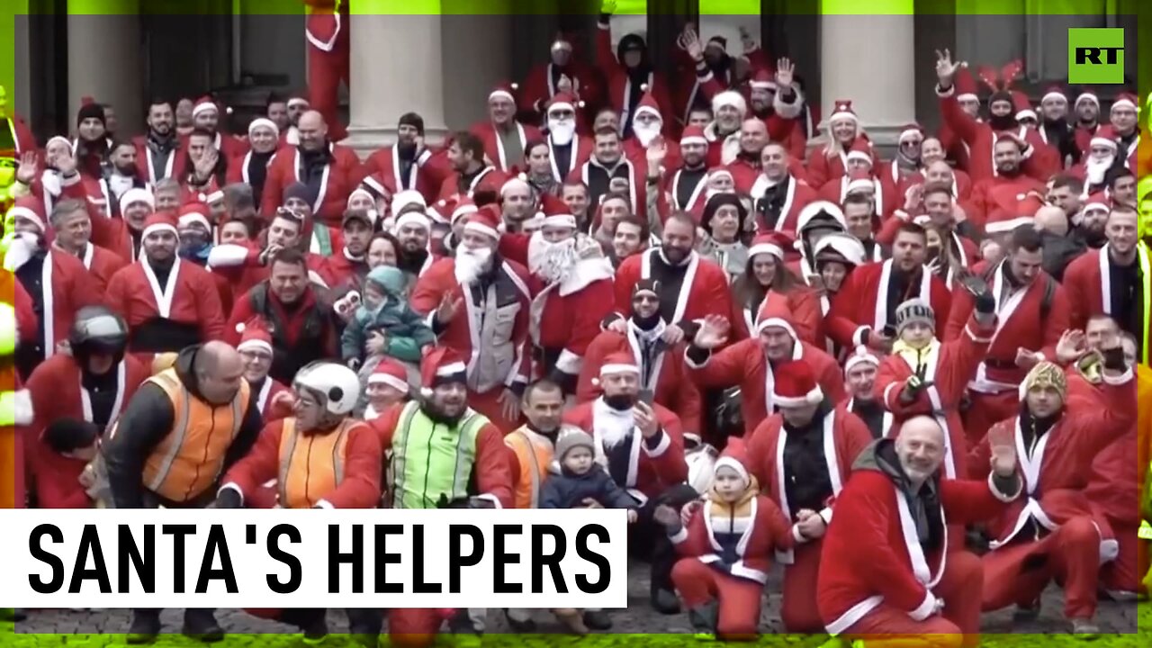 Bikers dressed up as Santa visit kids in Belgrade hospital