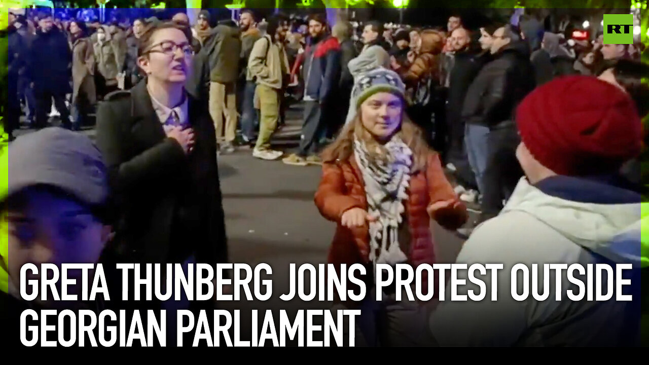 Greta Thunberg joins protest outside Georgian parliament