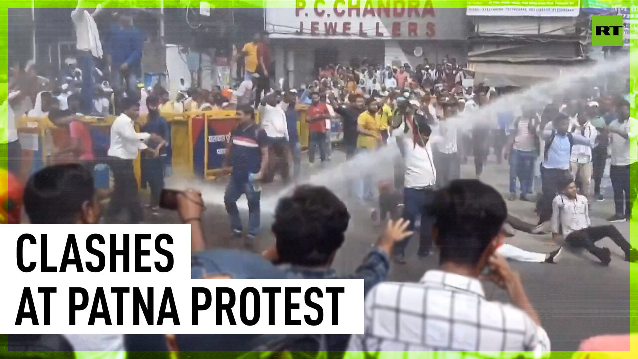 Indian police deploy water cannons to disperse protest in Patna